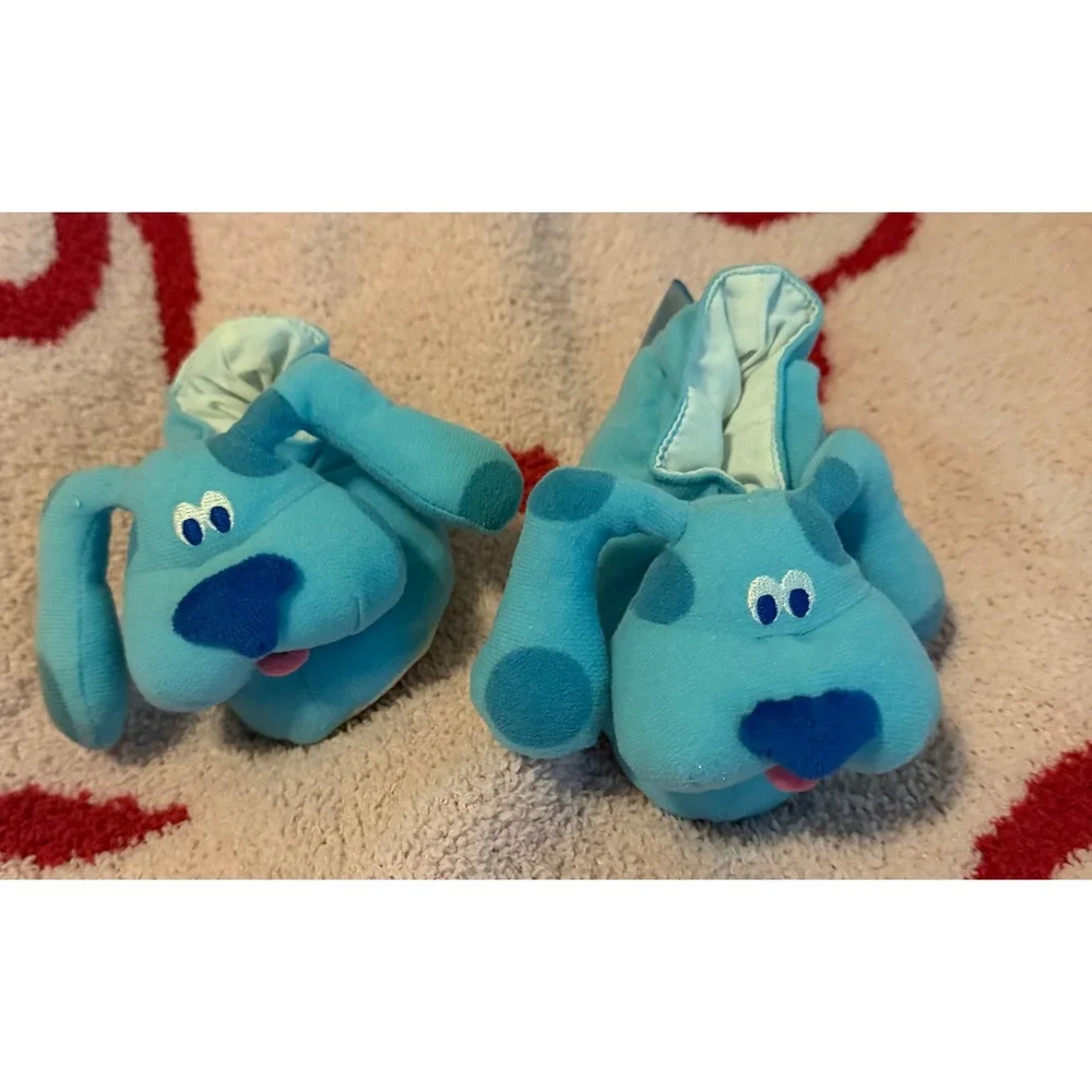 Vintage 2001 Blues Clues Blue Dog Plush Slippers Kids Blue Nickelodeon Viacom